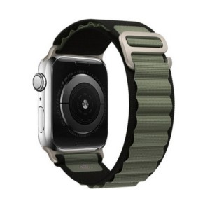 Nettech Apple Watch Seri 42/44 mm Uyumlu Kumaş Kordon (Siyah-Yeşil) NT-110227