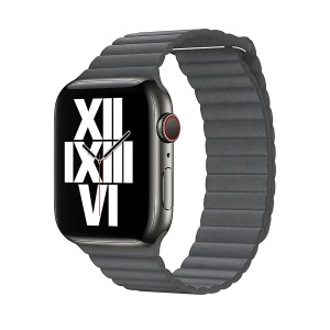 Nettech Apple Watch Seri 44/42 mm Uyumlu Deri Kordon (Gri) NT-110222