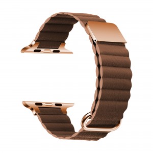 Nettech Apple Watch Seri 44/42 mm Uyumlu Deri Kordon (Kahverengi) NT-110221