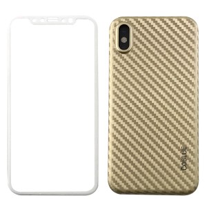 Nettech Apple iPhone X Uyumlu Arka Koruma Arka Koruma Kılıf (Gold) VR-4471