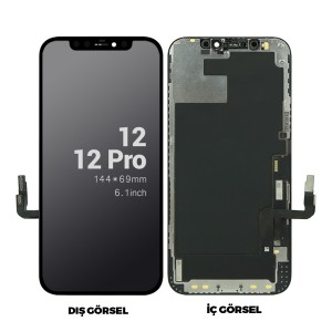 Teknonet Apple iPhone 12 Uyumlu Oled Lcd+Dokunmatik+Çıtalı (Siyah) NT-111344