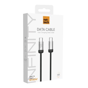 Nettech NT-DC47 60W Plastik 100 Cm Type-C To Type-C Şarj ve Data Kablosu (Siyah) NT-108318