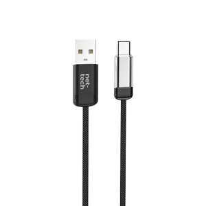 Nettech NT-DC48 3A Plastik 100 Cm Type-C Şarj ve Data Kablosu (Siyah) NT-108321