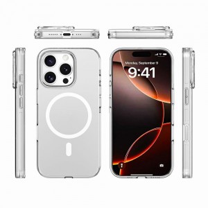 Nettech Apple iPhone 16 Pro Max Uyumlu Transparan Magsafe Seri Arka Koruma Kılıf (Şeffaf) NT-112067