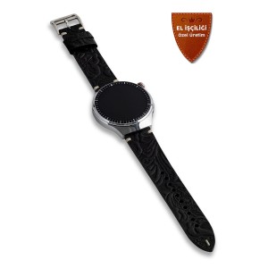 Nettech Samsung Watch 22 mm Uyumlu Deri Kordon (Siyah) NT-112119