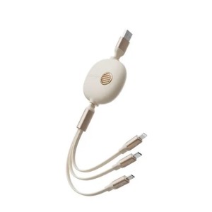 Nettech Gırgır Tipi Plastik 100 Cm USB To Micro + Lightning + Type-C Şarj ve Data Kablosu (Beyaz) NT-95656
