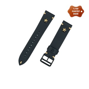 Nettech Apple Watch Seri 42/44 mm Uyumlu Deri Kordon (Siyah) NT-112273