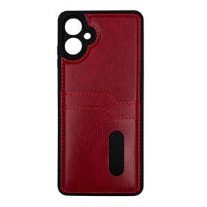 Nettech Samsung Galaxy A06 Uyumlu Suni Deri Kartlık Arka Koruma Kılıf (Kırmızı) NT-112328