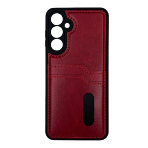 Nettech Samsung Galaxy A16 Uyumlu Suni Deri Kartlık Arka Koruma Kılıf (Kırmızı) NT-112329