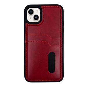 Nettech Apple iPhone 13 Uyumlu Suni Deri Kartlık Arka Koruma Kılıf (Kırmızı) NT-112331