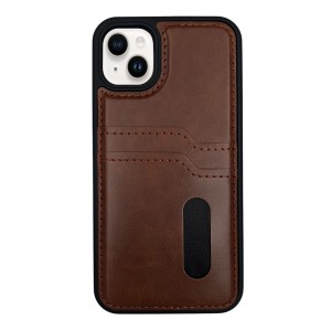 Nettech Apple iPhone 11 Uyumlu Suni Deri Kartlık Arka Koruma Kılıf (Kahverengi) NT-112322