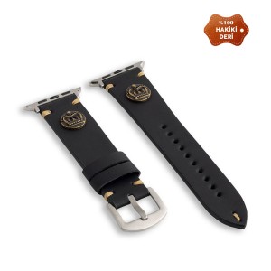 Nettech Apple Watch Seri 42/44 mm Uyumlu Deri Kordon (Siyah) NT-112339