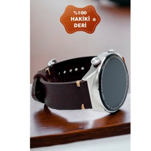 Nettech Samsung Watch 22 mm Uyumlu Deri Kordon (Kahverengi) NT-112343