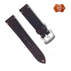 Nettech Apple Watch Seri 42/44 mm Uyumlu Deri Kordon (Kahverengi) NT-112342