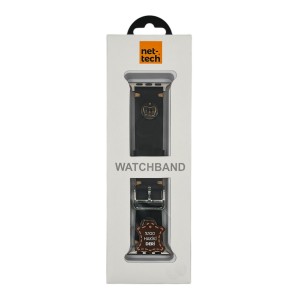 Nettech Apple Watch Seri 42/44 mm Uyumlu Deri Kordon (Siyah) NT-112339