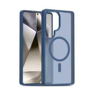 Nettech Samsung Galaxy S25 Ultra Uyumlu Mat Renkli MagSafe Arka Koruma Kılıf (Mavi) NT-111925