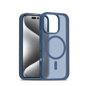 Nettech Apple iPhone 13 Uyumlu Mat Renkli MagSafe Arka Koruma Kılıf (Mavi) NT-96333