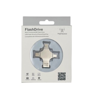 Nettech U4 64 Gb USB + Lighting + Micro + Type-C Driver (Gri) NT-112828