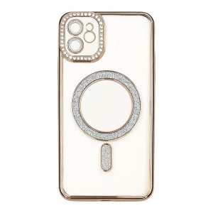 Nettech Apple iPhone 11 Uyumlu Taşlı Seri Arka Koruma Kılıf (Gold) NT-112895