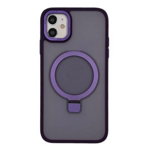 Nettech Apple iPhone 11 Uyumlu Manyetik Standlı Seri Arka Koruma Kılıf (Mor) NT-112953
