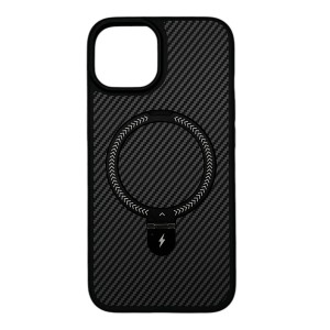 Nettech Apple iPhone 13 Uyumlu Magnetic Carbon Arka Koruma Kılıf (Siyah) NT-112923