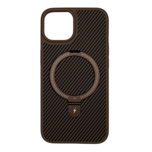 Nettech Apple iPhone 13 Uyumlu Magnetic Carbon Arka Koruma Kılıf (Kahverengi) NT-112925