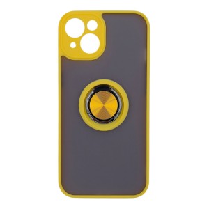 Nettech Apple iPhone 13 Uyumlu Buzlu Yüzüklü Arka Koruma Kılıf (Sarı) NT-113502