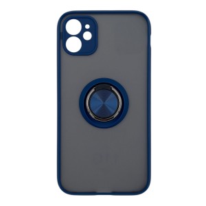 Nettech Apple iPhone 11 Uyumlu Buzlu Yüzüklü Arka Koruma Kılıf (Lacivert) NT-113495