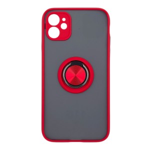 Nettech Apple iPhone 11 Uyumlu Buzlu Yüzüklü Arka Koruma Kılıf (Kırmızı) NT-113493