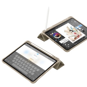 Nettech Samsung Galaxy Tab S9 FE Plus Uyumlu Flip Prizma Seri Kapaklı Kılıf (Krem) NT-114552