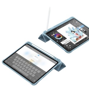 Nettech Samsung Galaxy Tab S9 FE Plus Uyumlu Flip Prizma Seri Kapaklı Kılıf (Açık Mavi) NT-114553