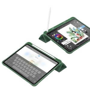 Nettech Samsung Galaxy Tab S9 FE Plus Uyumlu Flip Prizma Seri Kapaklı Kılıf (Su Yeşili) NT-114554