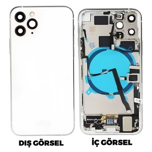 Teknonet Apple iPhone 11 Pro Uyumlu Batarya Kapaklı Dolu Kasa (Beyaz) NT-102631