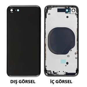 Teknonet Apple iPhone 8 Uyumlu Batarya Kapaklı Boş Kasa (Siyah) NT-104692