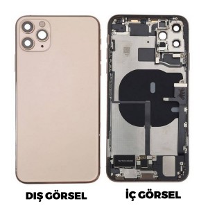 Teknonet Apple iPhone 11 Pro Max Uyumlu Batarya Kapaklı Dolu Kasa (Gold) NT-102639