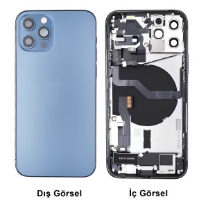 Teknonet Apple iPhone 12 Pro Uyumlu Batarya Kapaklı Dolu Kasa (Mavi) NT-99048