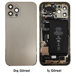 Teknonet Apple iPhone 12 Pro Uyumlu Batarya Kapaklı Dolu Kasa (Gold) NT-94666