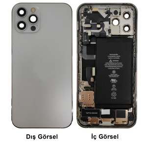Teknonet Apple iPhone 12 Pro Uyumlu Batarya Kapaklı Dolu Kasa (Beyaz) NT-94664