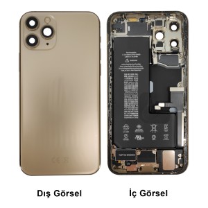 Teknonet Apple iPhone 11 Pro Uyumlu Batarya Kapaklı Dolu Kasa (Gold) NT-94640