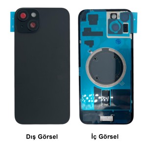 Teknonet Apple iPhone 15 Plus Uyumlu Kamera Camlı Batarya Kapağı + Magsafe Flex (Siyah) NT-110812