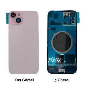 Teknonet Apple iPhone 15 Plus Uyumlu Kamera Camlı Batarya Kapağı + Magsafe Flex (Pembe) NT-110810