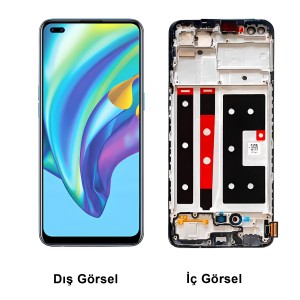 Teknonet Oppo Reno 4 Lite Uyumlu TFT Kalite Lcd+Dokunmatik+Çıtalı (Siyah) NT-108117