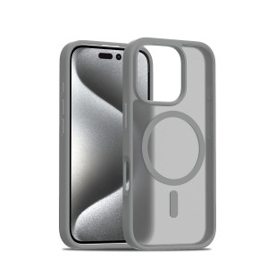 Nettech Apple iPhone 12 Uyumlu Mat Renkli MagSafe Arka Koruma Kılıf (Gri) NT-112928