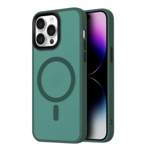Nettech Apple iPhone 12 Uyumlu Mat Renkli MagSafe Arka Koruma Kılıf (Yeşil) NT-112929