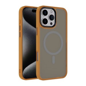Nettech Apple iPhone 12 Uyumlu Mat Renkli MagSafe Arka Koruma Kılıf (Gold) NT-112930