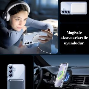 Nettech Samsung Galaxy S22 Uyumlu Magsafe Arka Koruma Kılıf (Şeffaf) NT-112852