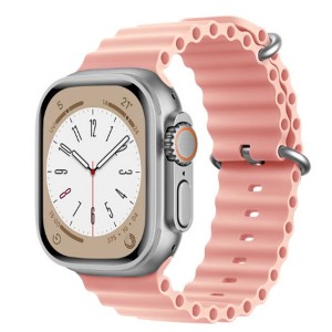 Nettech Apple Watch Seri 44/42 mm Uyumlu Silikon Kordon (Pembe) NT-115451