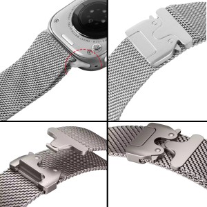 Nettech Apple Watch Series 10 46 mm Uyumlu Metal Kordon (Gri) NT-112405