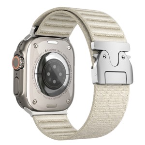 Nettech Apple Watch Series 10 46 mm Uyumlu Kumaş Kordon (Krem) NT-112361