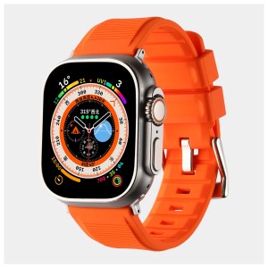 Nettech Apple Watch Seri 42/44 mm Uyumlu Silikon Kordon (Turuncu) NT-112356